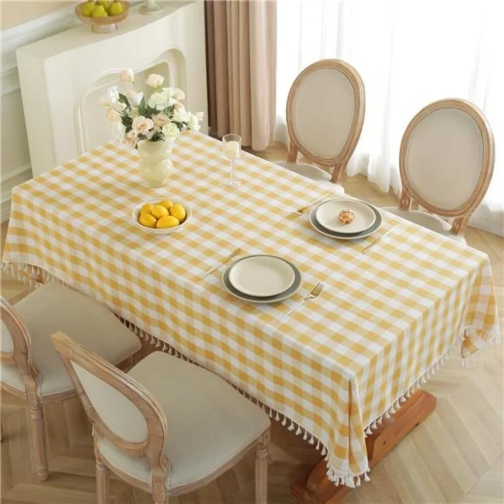 Farmhouse Tablecloth Checkered Buffalo Plaid Cottage Decor Square Table Cover
